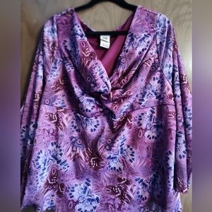 FADED GLORY Ladies Pullover Blouse Size 22/24W. 3/4 Sleeves.